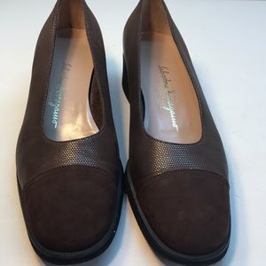 Salvatore Ferragamo Dark Brown Textured Flats
